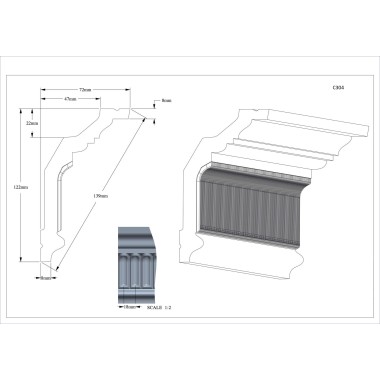 Потолочный плинтус (карниз) из полиуретана Orac Decor C304