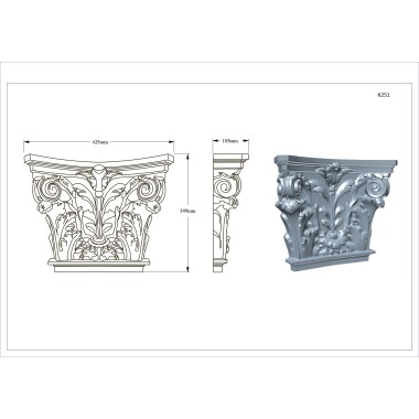 Капитель из полиуретана для пилястры Orac Decor K251