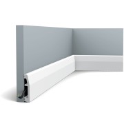 Плинтус Orac Decor С КАБЕЛЬ-КАНАЛОМ SX125 гладкий грунт белого цвета