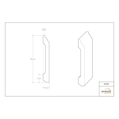 Плинтус Hiwood B100C Полистирол Под покраску