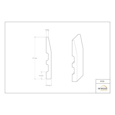Плинтус Hiwood B120 Полистирол Под покраску