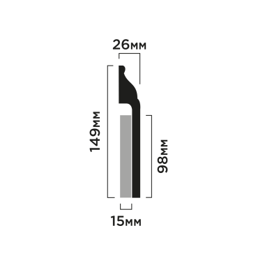 Плинтус Hiwood B150 Полистирол Под покраску
