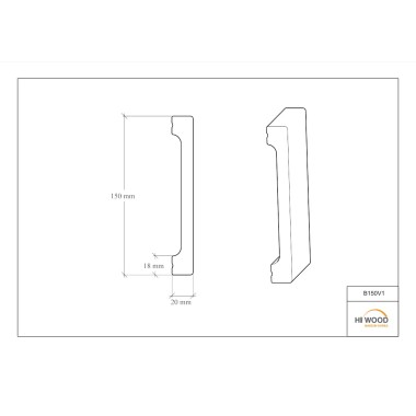 Плинтус Hiwood B150V1 Полистирол Под покраску