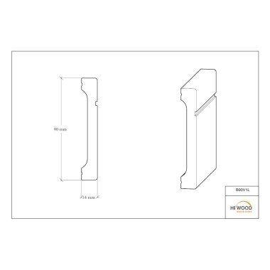 Плинтус Hiwood B90V1L Полистирол Под покраску