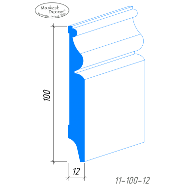 Белый плинтус  Madest Decor МДФ 11-100-12 окрашенный