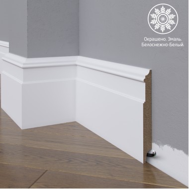 Белый плинтус  Madest Decor МДФ 26-136-16 окрашенный