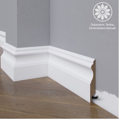 Белый плинтус  Madest Decor МДФ 03-100-16 окрашенный