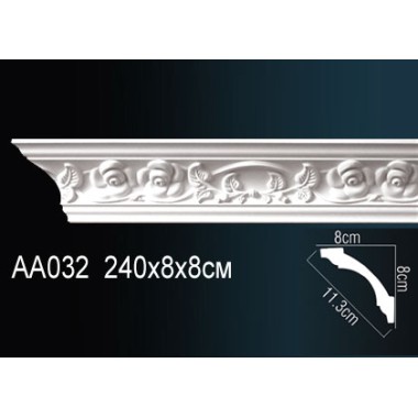 Плинтус потолочный полиуретановый AA032 Перфект