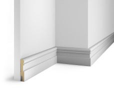 Плинтус AP28 под покраску, белый, с пазом под 20 молдинг, 80x16x2400 мм, МДФ