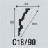 Плинтус потолочный C 18/90 90x40